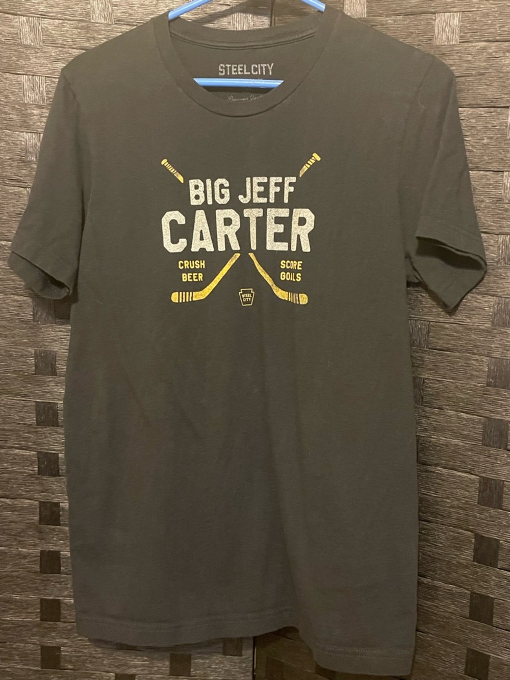 Steel City Jeff Carter Pittsburgh Penguins Med black tee rare